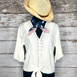 Lovestitch like new,  tie-front, size S. Hat could be sold separately, for $15.